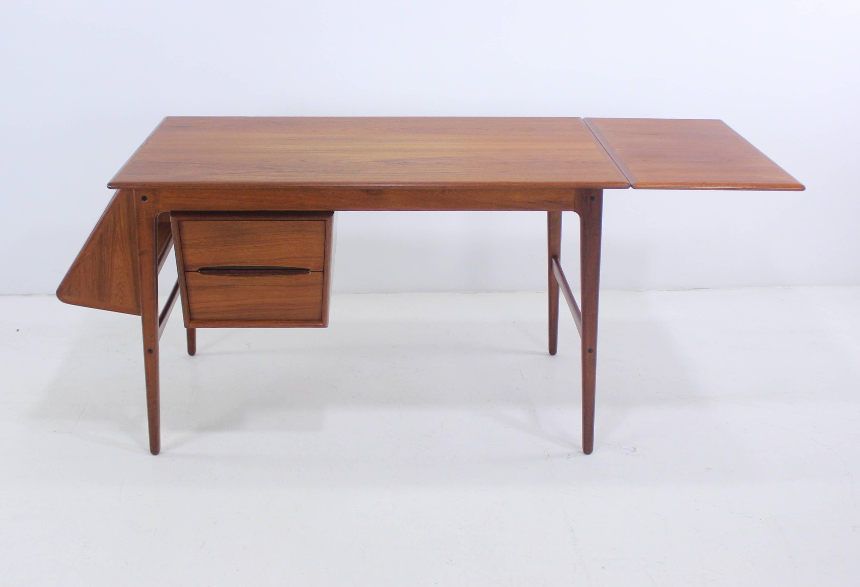 Scandinavian Modern Danish Modern Teak Drop-Leaf Desk Designed by Aksel Boll Jensen For Sale