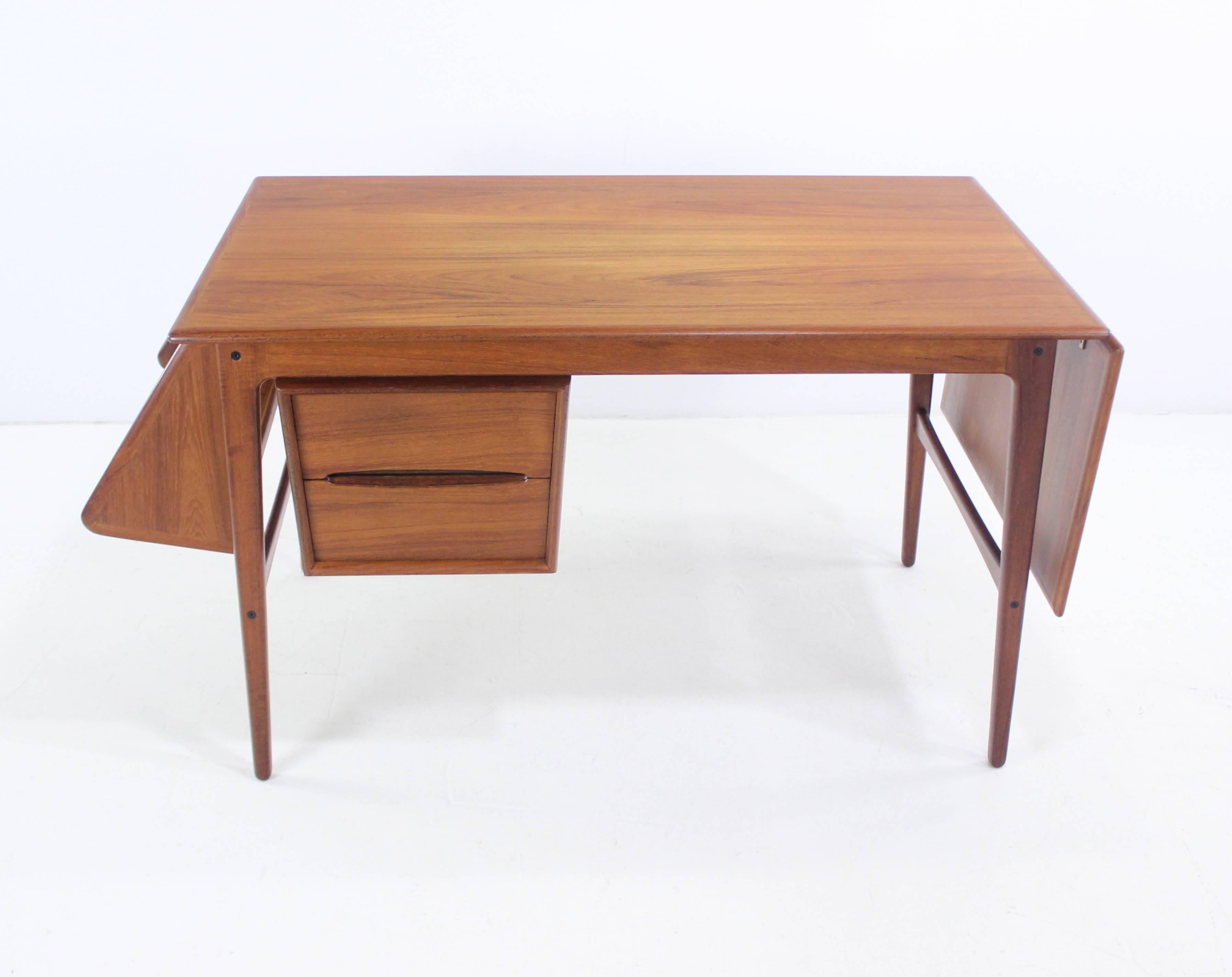 Danish Modern Teak Drop-Leaf Desk Designed by Aksel Boll Jensen In Excellent Condition For Sale In Portland, OR
