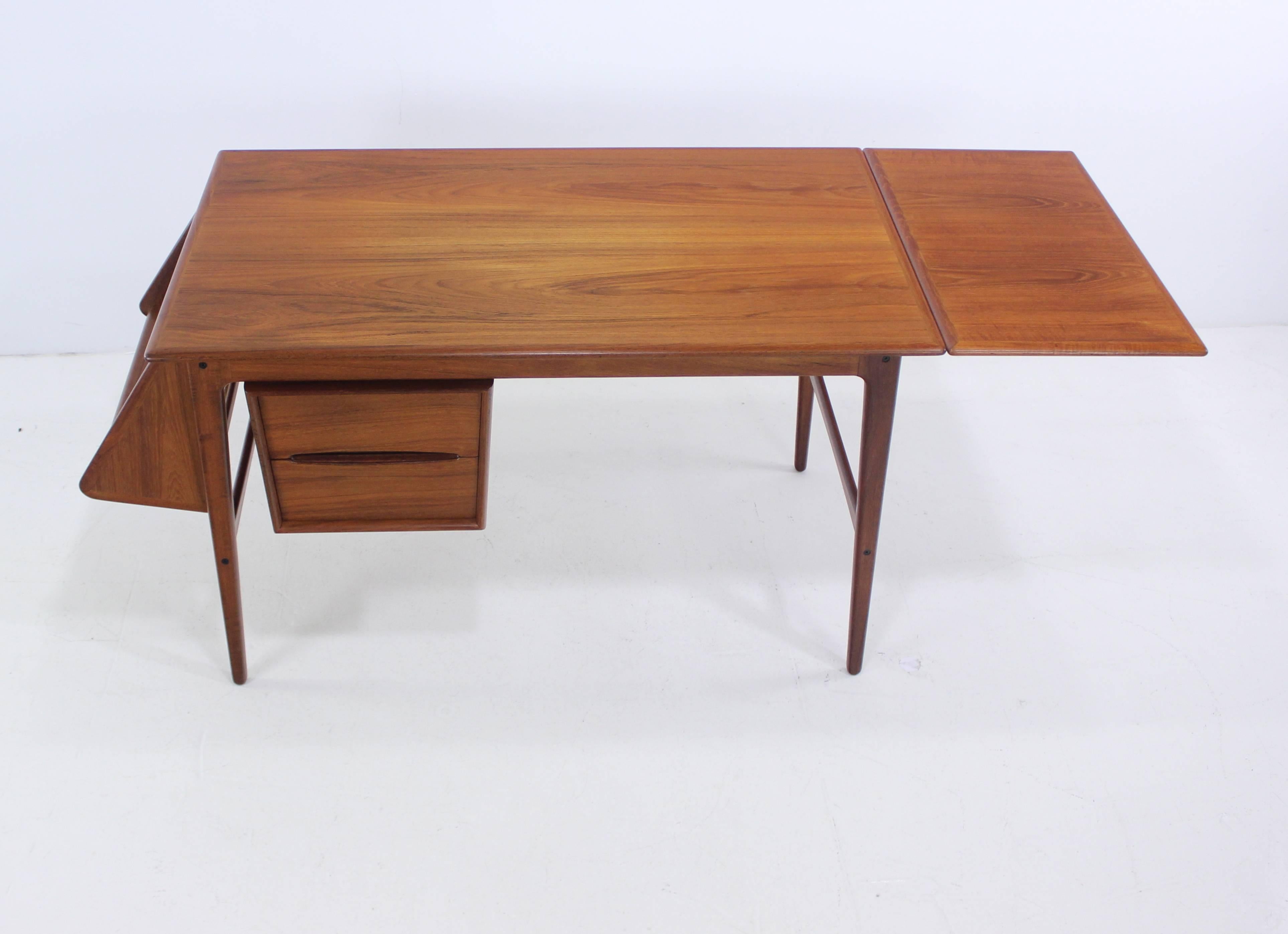 20th Century Danish Modern Teak Drop-Leaf Desk Designed by Aksel Boll Jensen For Sale