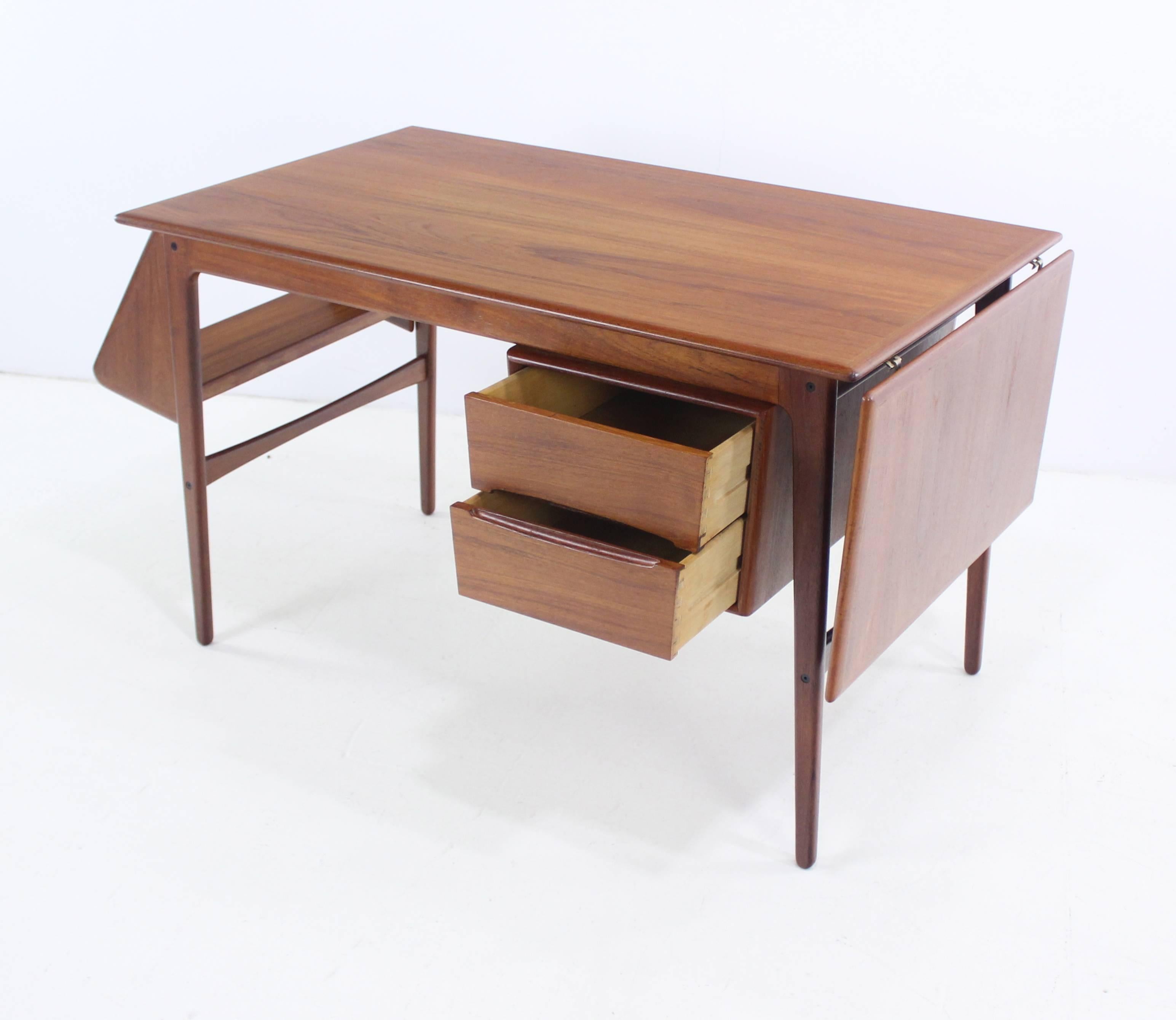 Danish Modern Teak Drop-Leaf Desk Designed by Aksel Boll Jensen For Sale 1