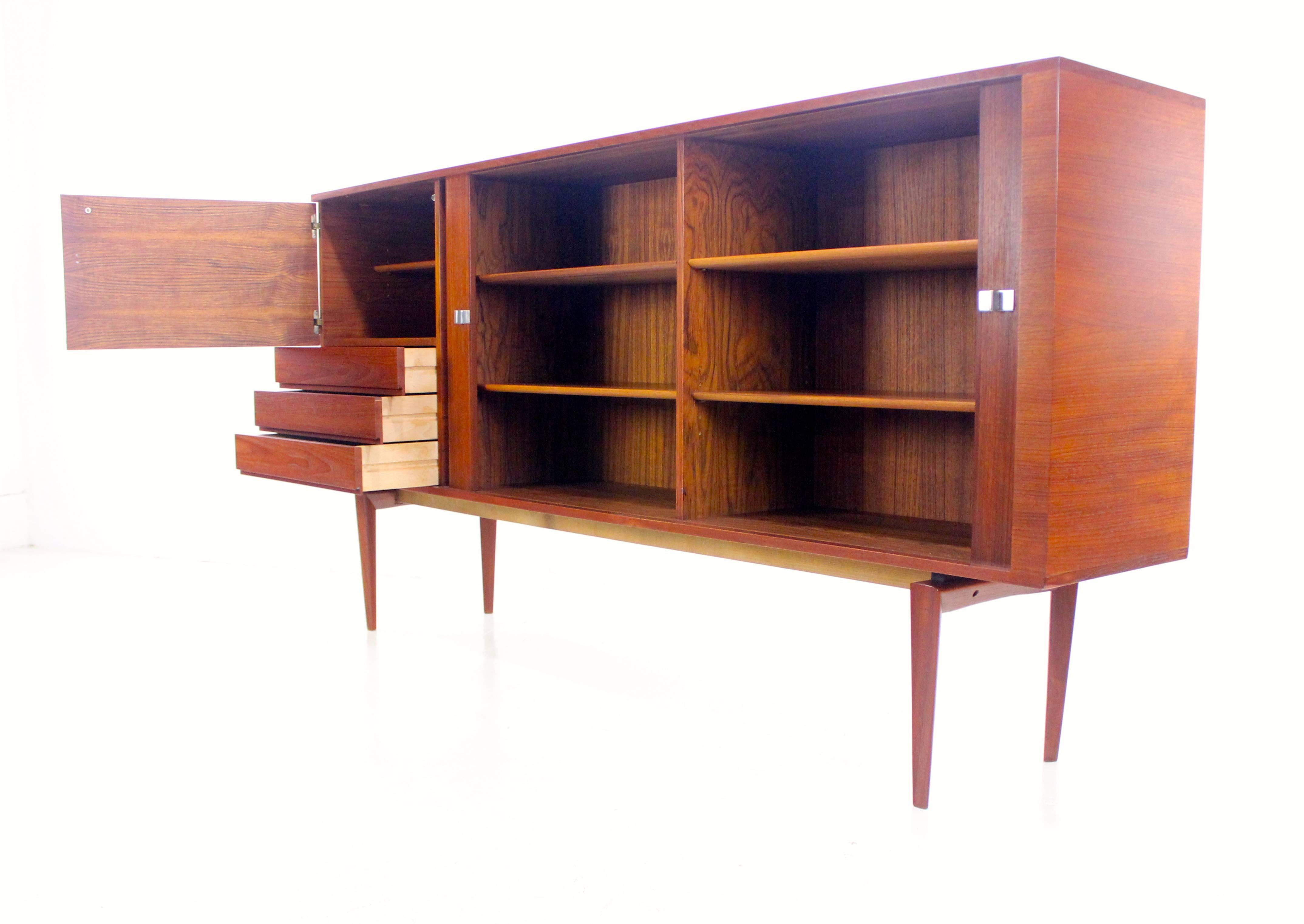 Distinctive Danish Modern Teak Credenza or Sideboard Designed by H.W. Klein In Excellent Condition For Sale In Portland, OR