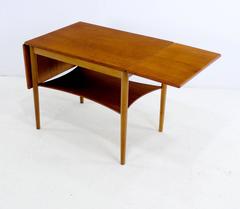 Danish Modern Teak and Oak Drop-Leaf Table Designed by Borge Mogensen