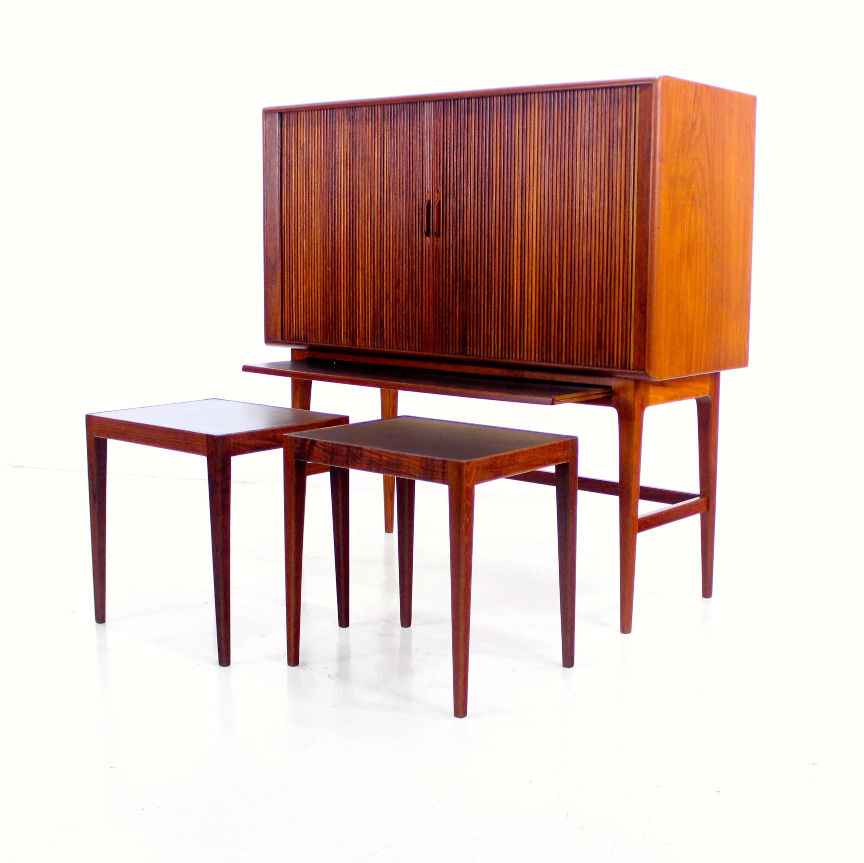 Exceptional Danish Modern Teak Bar Cabinet with Tambour Doors by Kurt Ostervig In Excellent Condition For Sale In Portland, OR