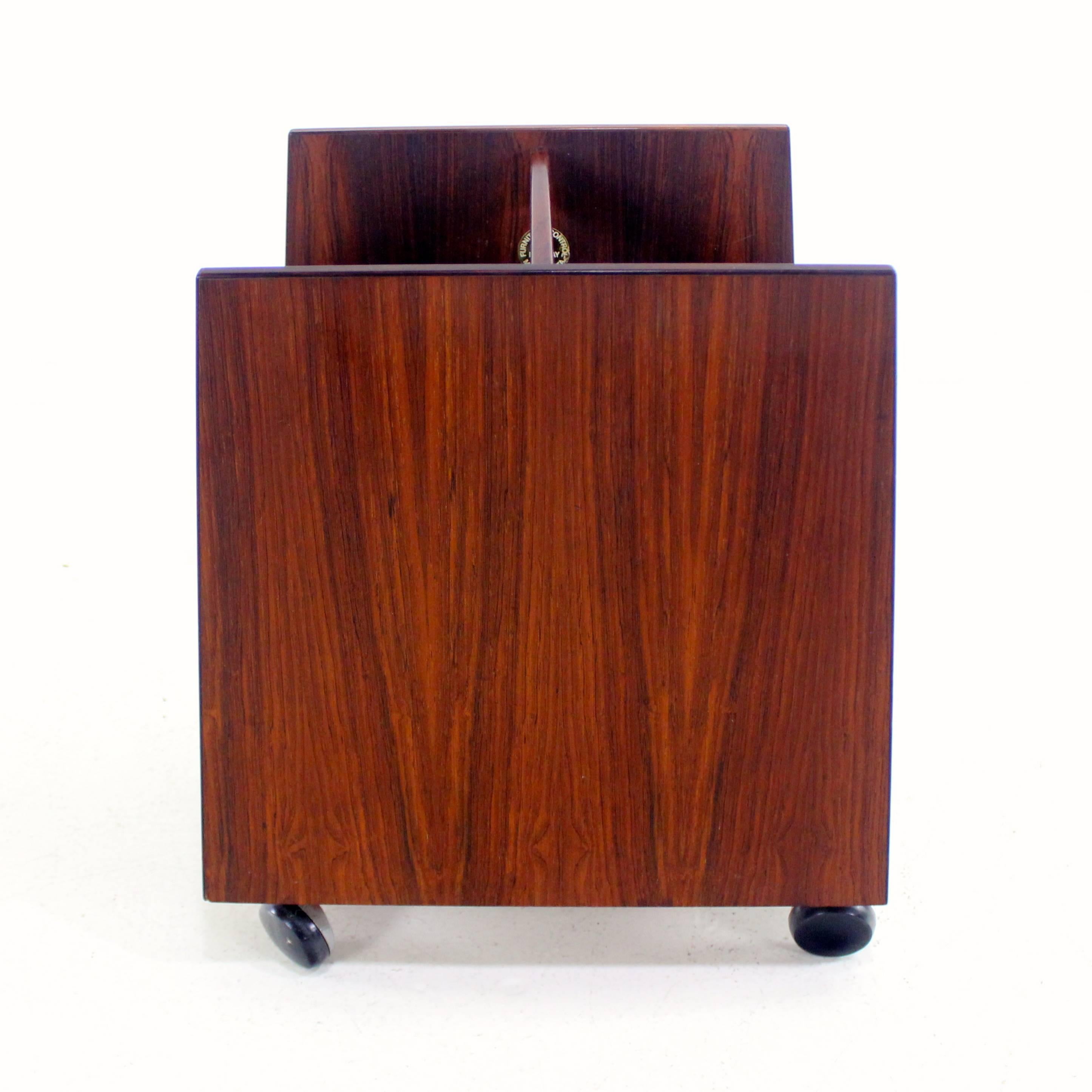 Scandinavian Modern Rosewood Media Trolley Designed by Rolf Hesland In Excellent Condition For Sale In Portland, OR
