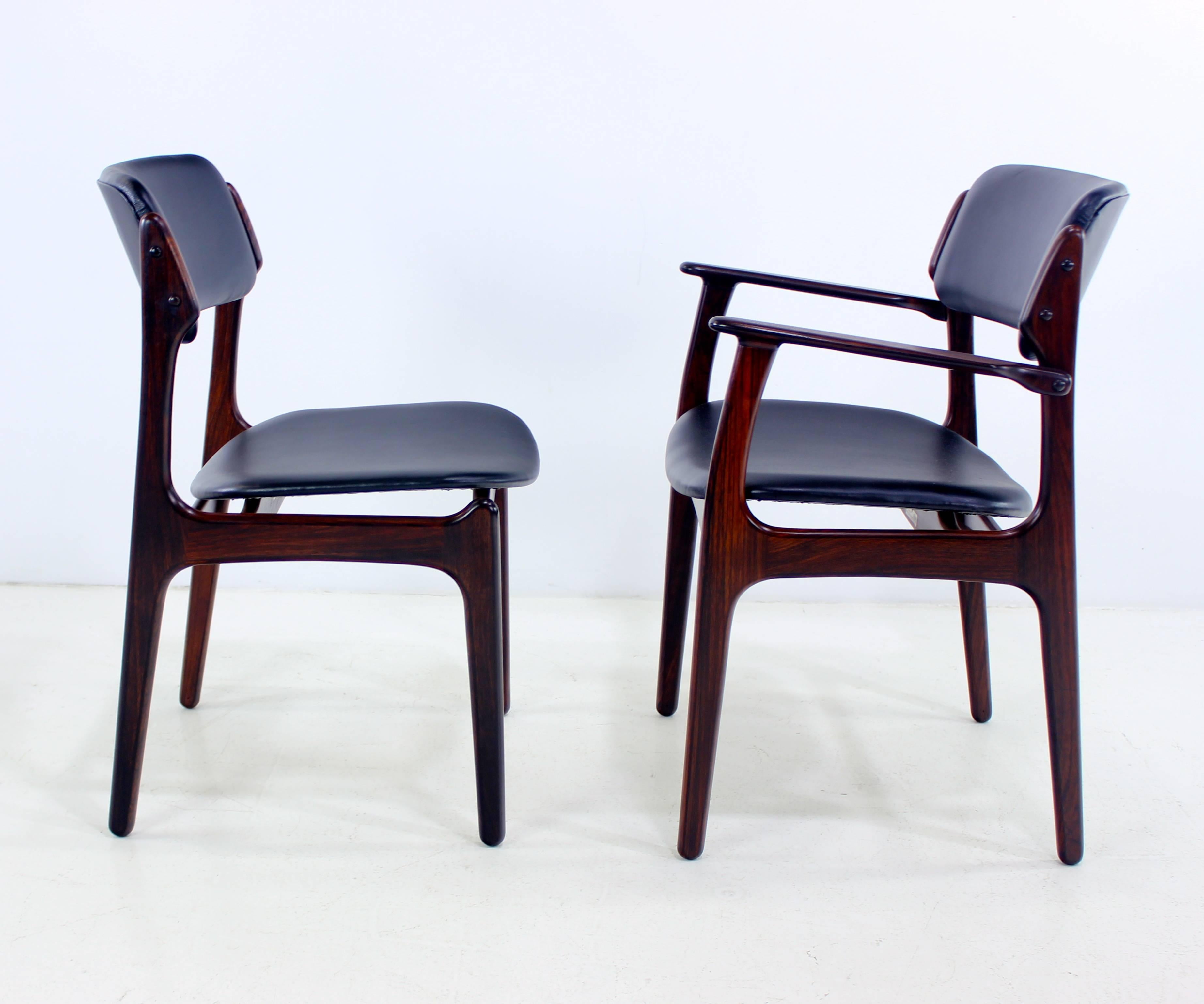 Set of Six Danish Modern Rosewood Dining Chairs Designed by Erik Buck In Excellent Condition For Sale In Portland, OR