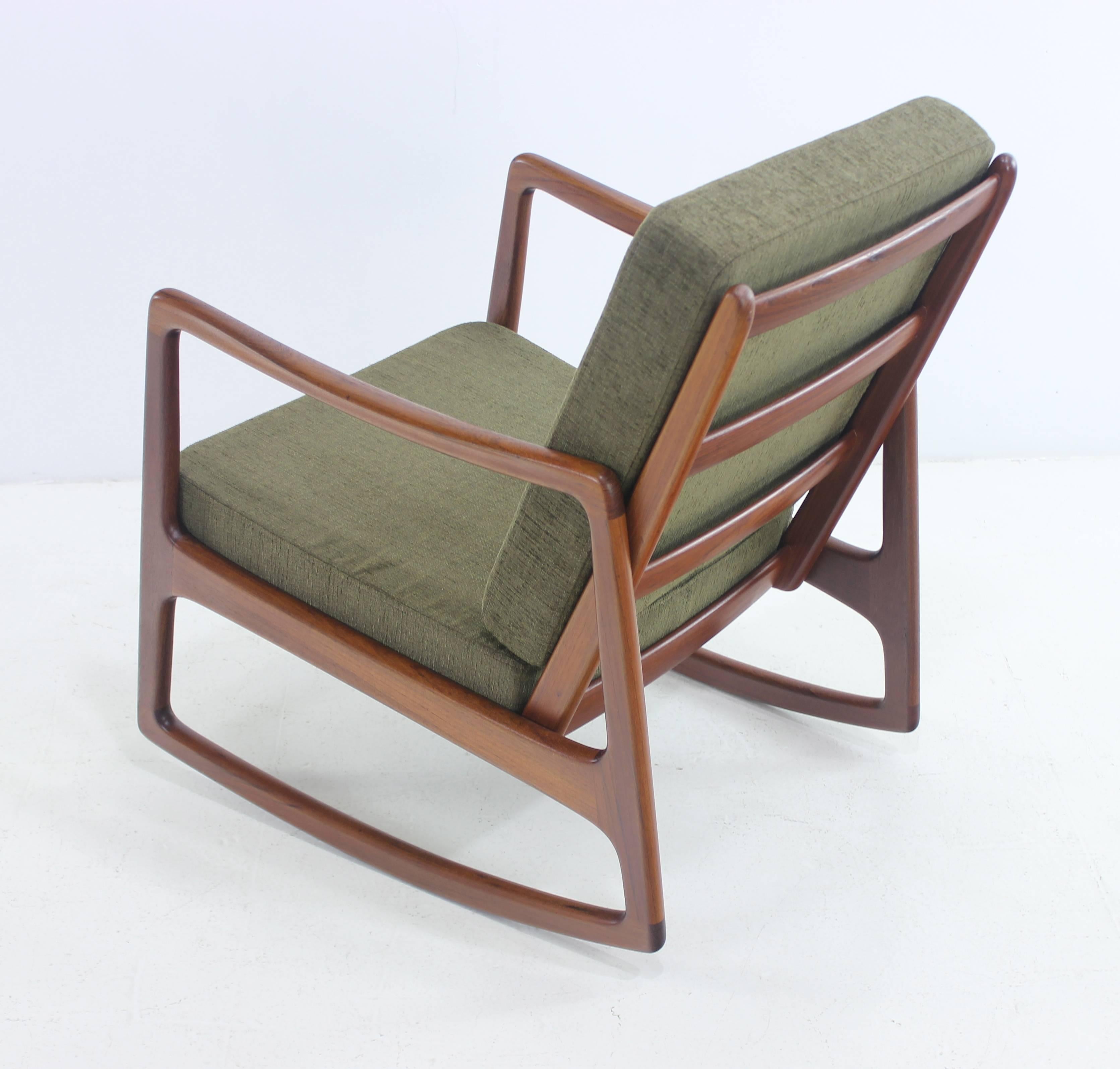 Danish Modern Teak Rocker Designed by Ole Wanscher In Excellent Condition For Sale In Portland, OR