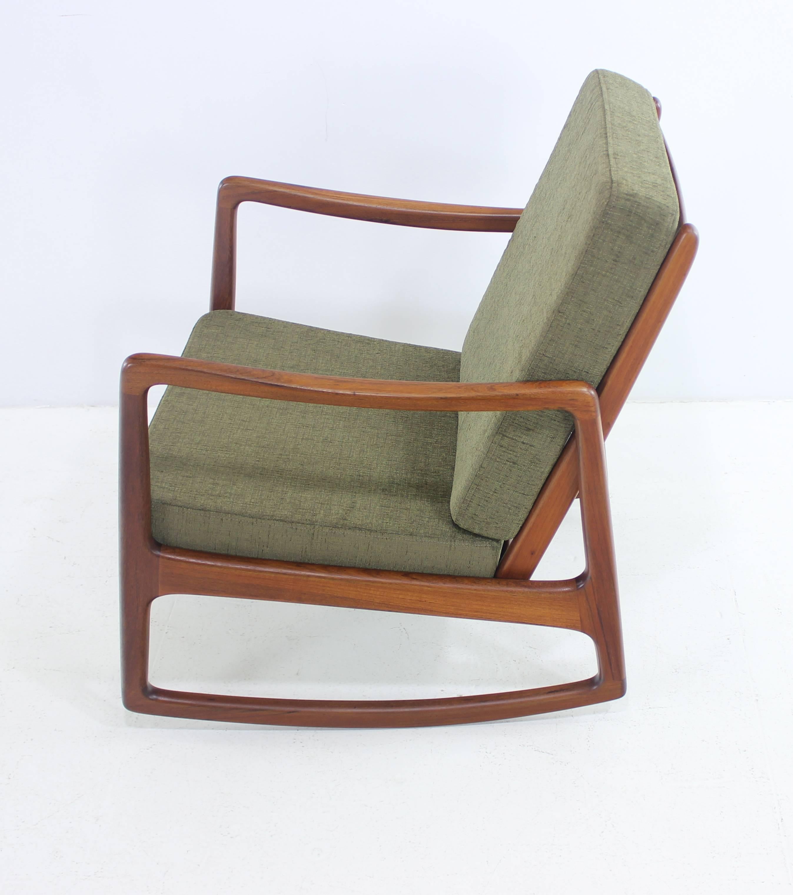 20th Century Danish Modern Teak Rocker Designed by Ole Wanscher For Sale