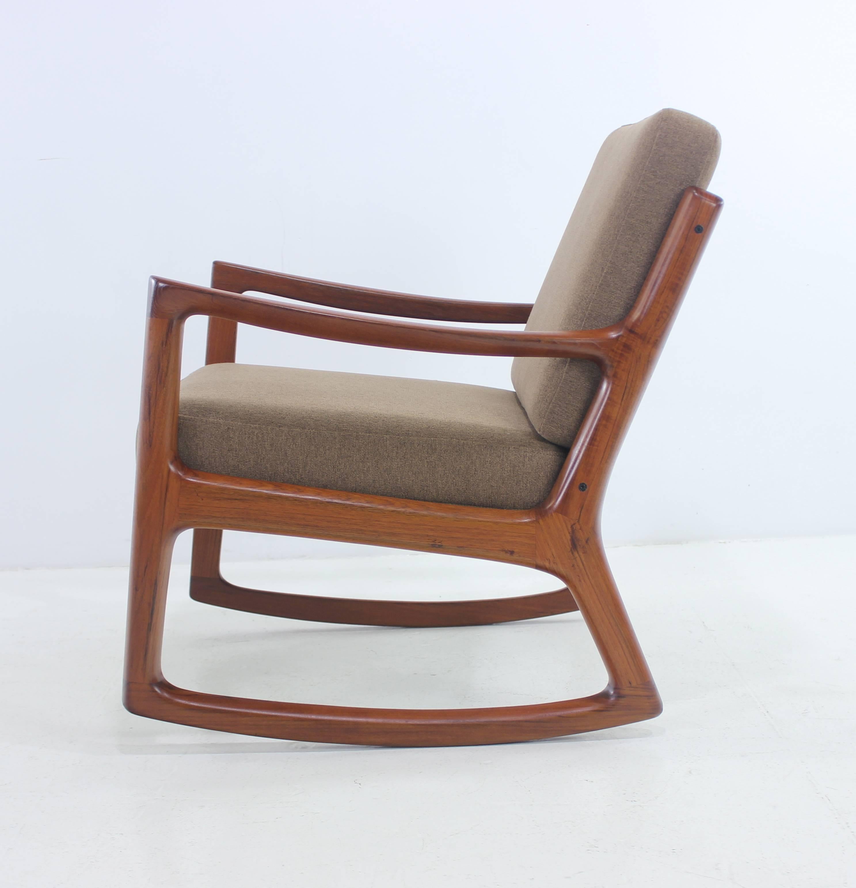 Danish Modern Teak Rocker Designed by Ole Wanscher In Excellent Condition For Sale In Portland, OR