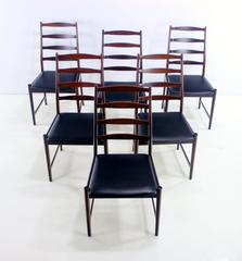 Set of Six Danish Modern Rosewood Ladder Back Chairs by Torbjørn Afdal