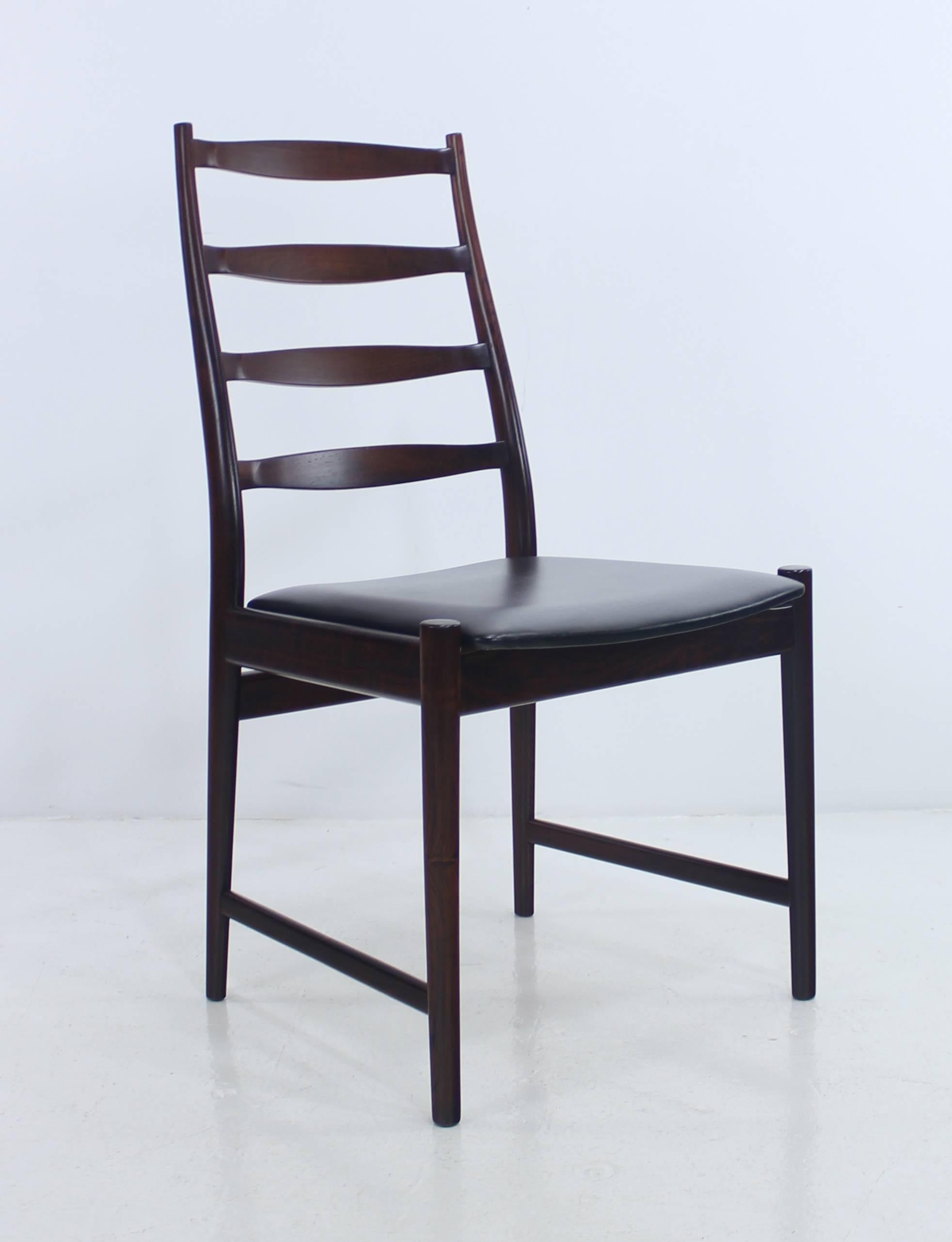 Scandinavian Modern Set of Six Danish Modern Rosewood Ladder Back Chairs by Torbj�ørn Afdal For Sale