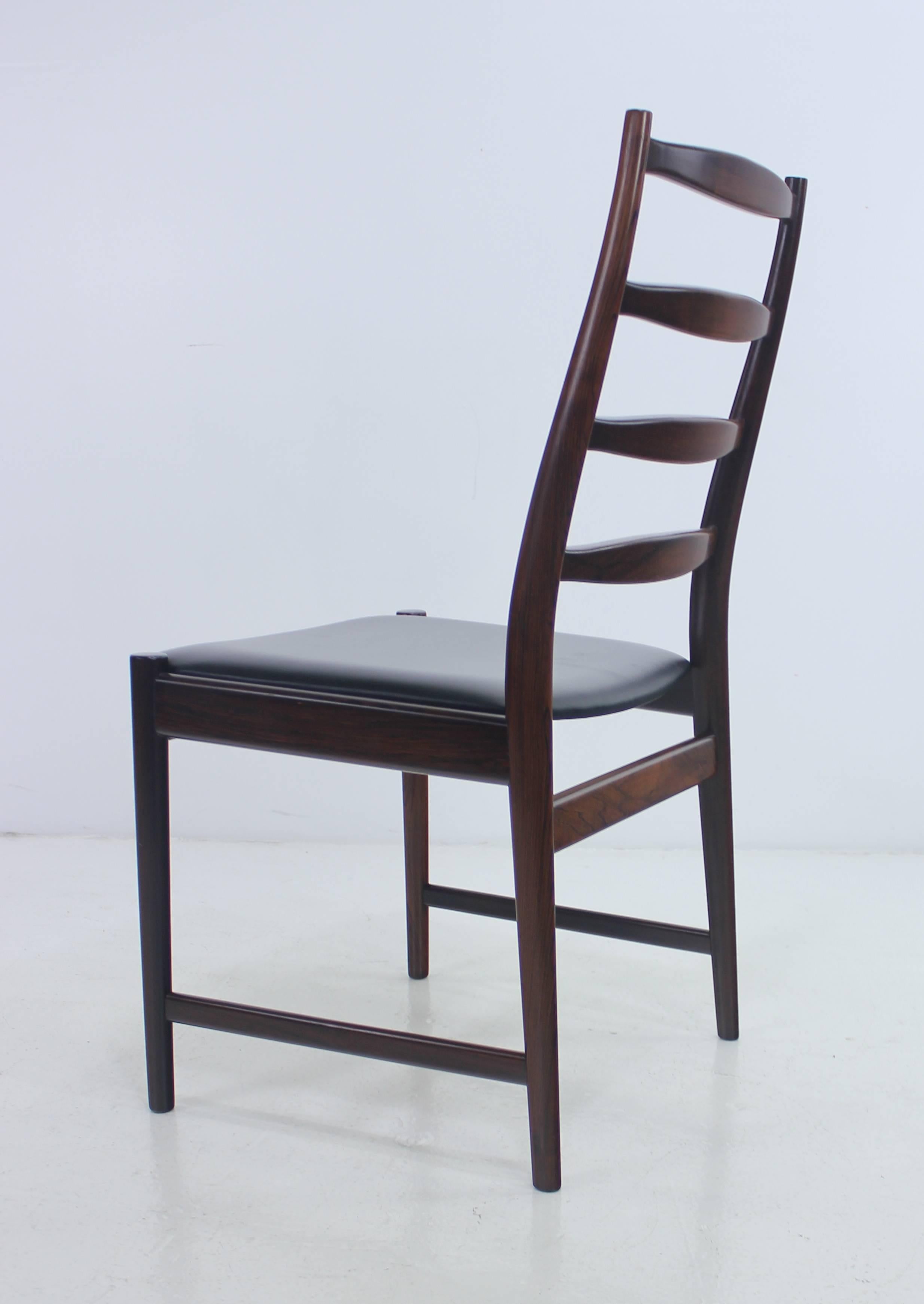Set of Six Danish Modern Rosewood Ladder Back Chairs by Torbjørn Afdal In Excellent Condition For Sale In Portland, OR