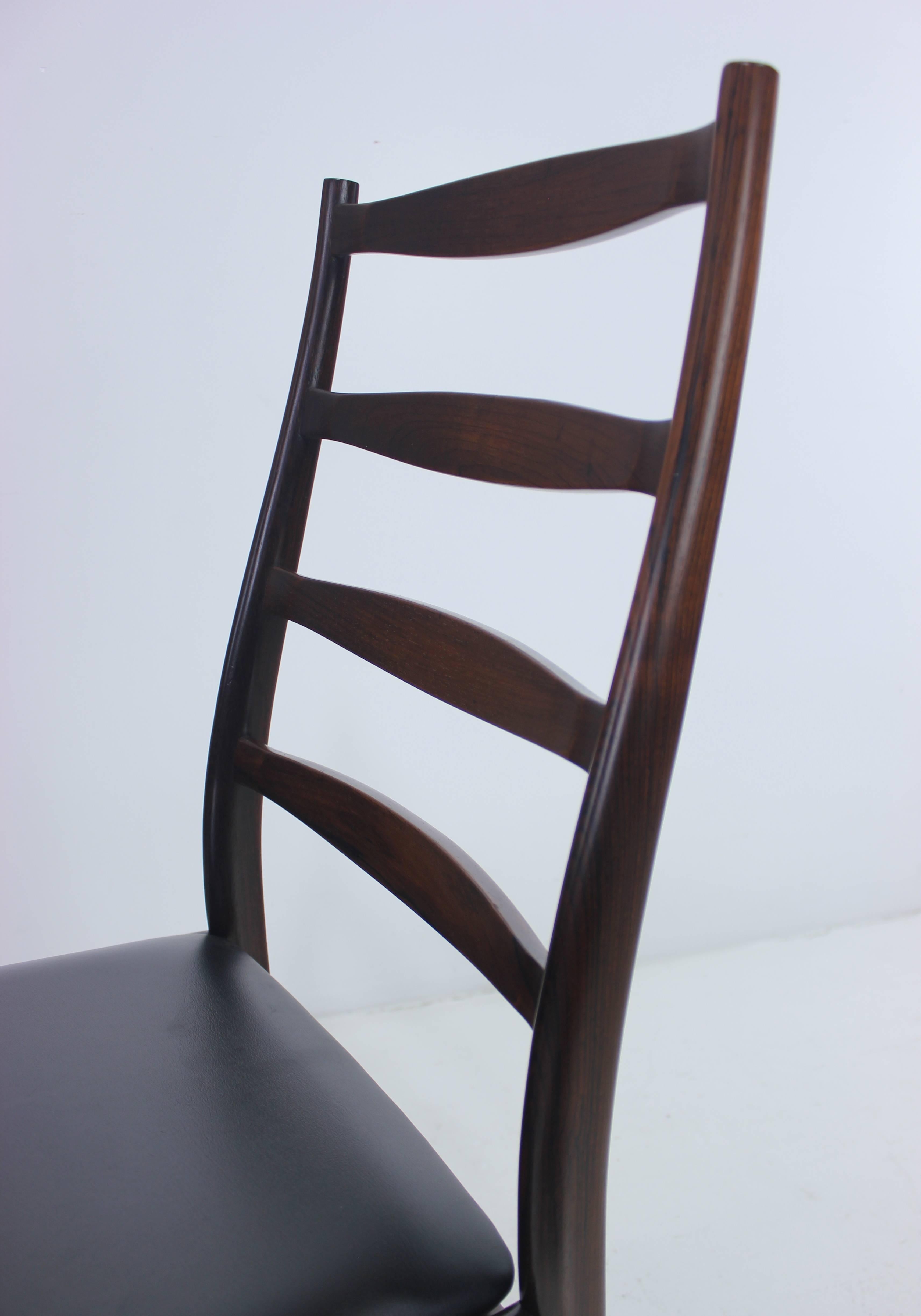 Set of Six Danish Modern Rosewood Ladder Back Chairs by Torbjørn Afdal For Sale 1
