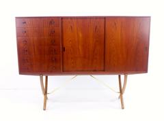 Distinctive Danish Modern Teak and Oak Credenza Designed by Hans Wegner