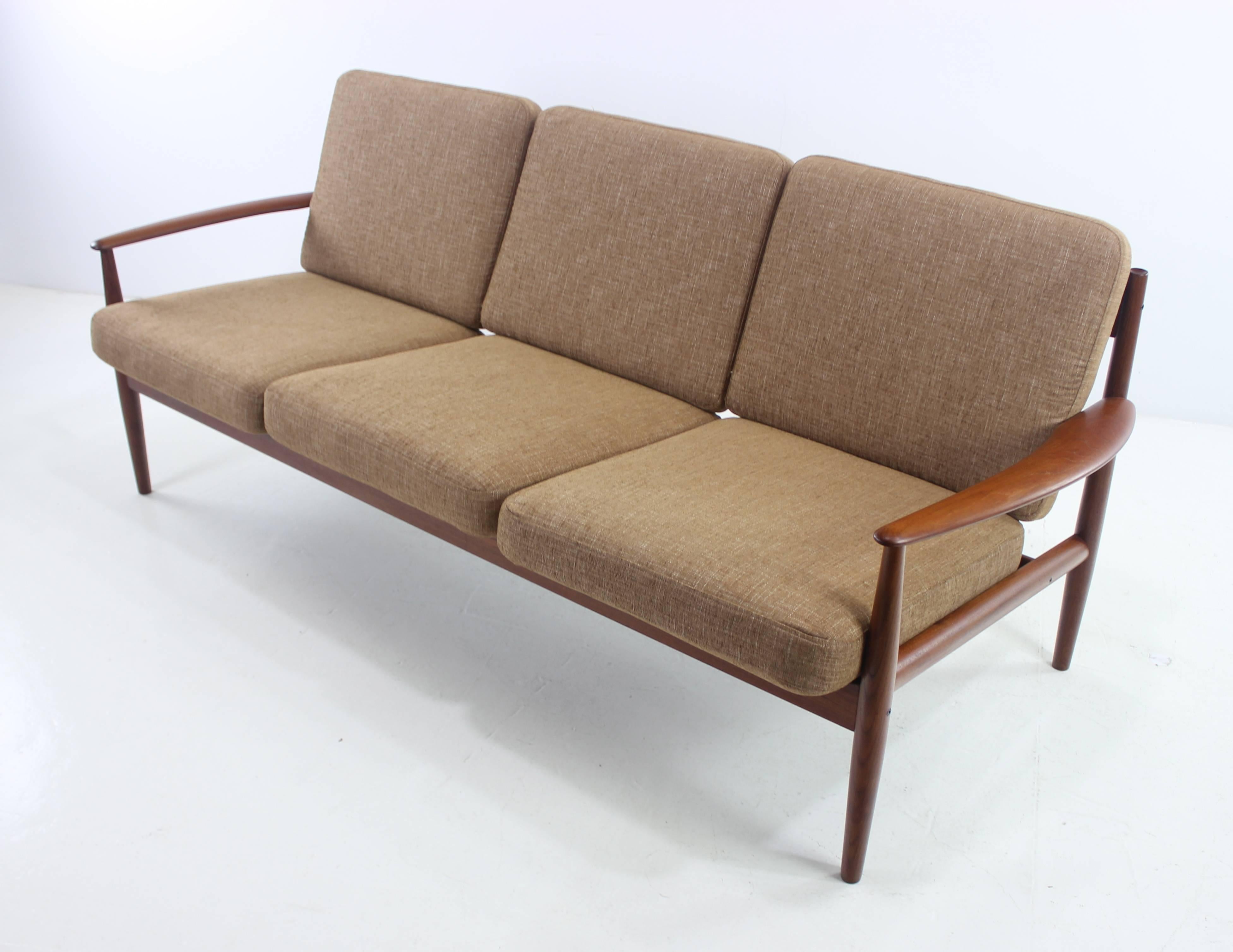 Scandinavian Modern Danish Modern Three-Place Teak Framed Sofa Designed by Grete Jalk For Sale