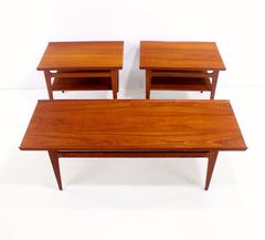 Danish Modern Solid Teak Three-Piece Table Set Designed by Finn Juhl