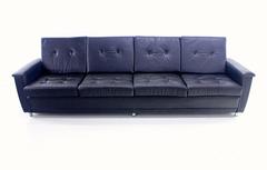 Exceptional Danish Modern Black Leather Sofa