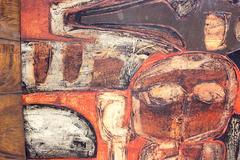 "TOTEM" Mid-Century Modern Painting by Joan Metcalf