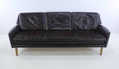 Danish Modern Leather Sofa Designed by Erik Worts