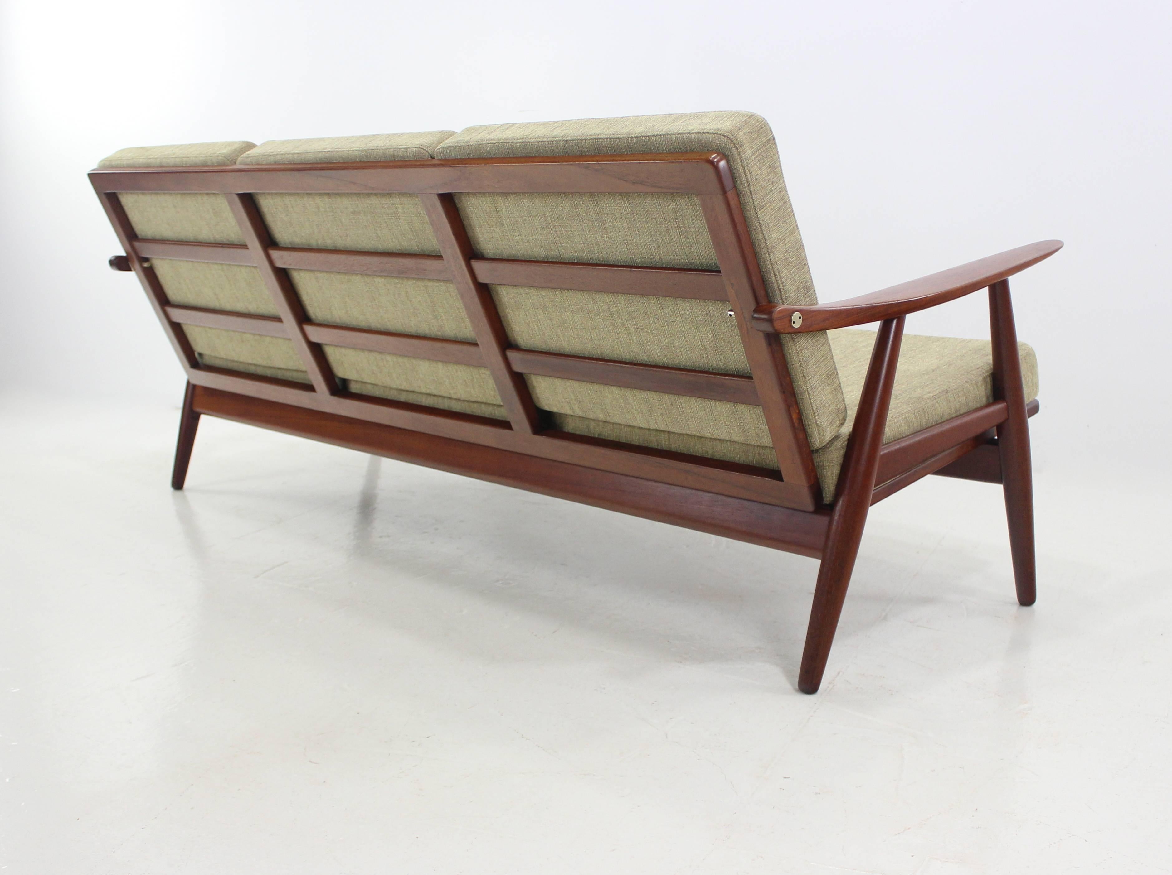 Danish Modern Teak Framed Sofa Designed by Hans Wegner In Excellent Condition For Sale In Portland, OR
