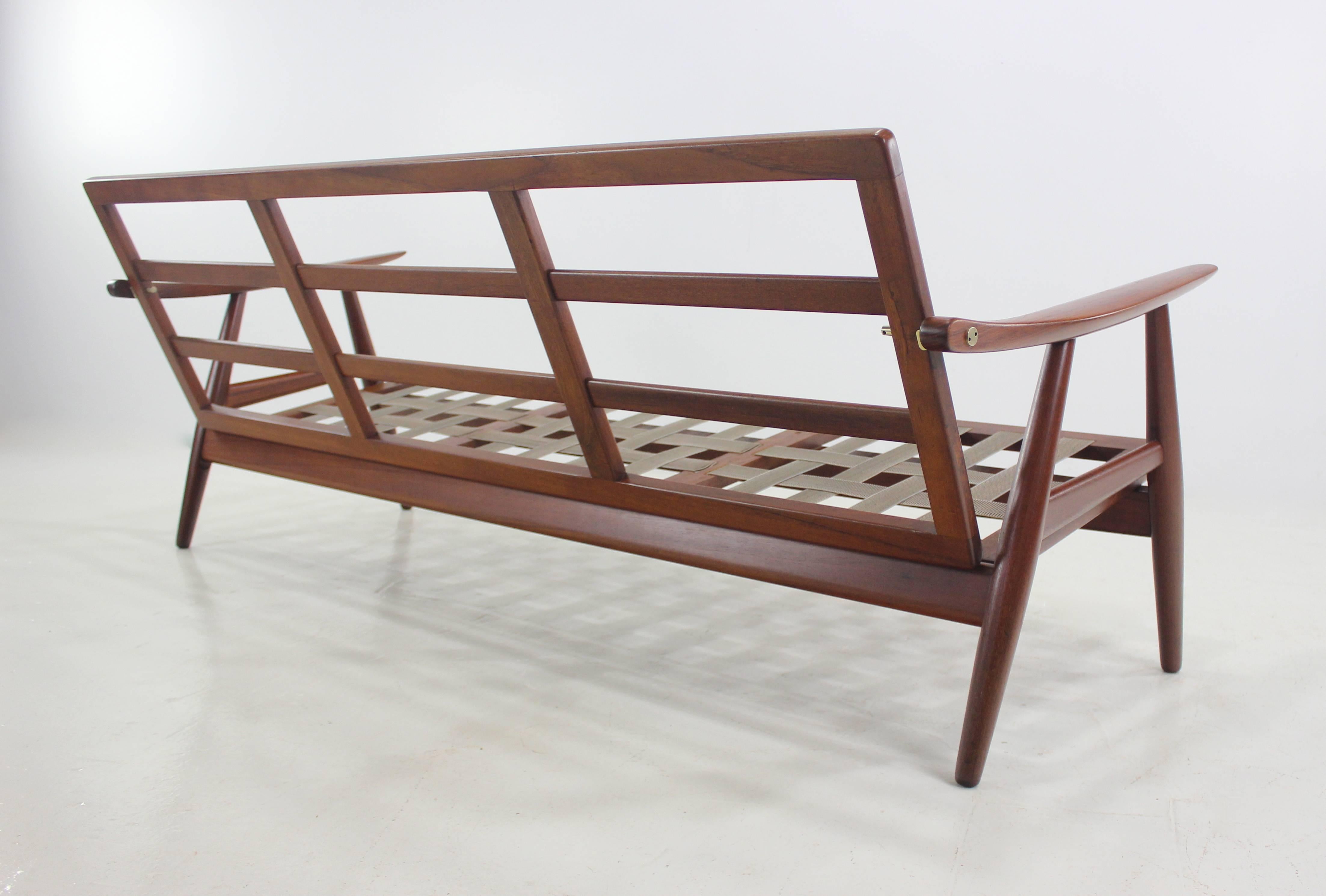 20th Century Danish Modern Teak Framed Sofa Designed by Hans Wegner For Sale