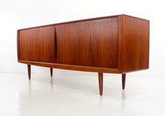 High Style Danish Modern Teak Credenza with Tambour Doors