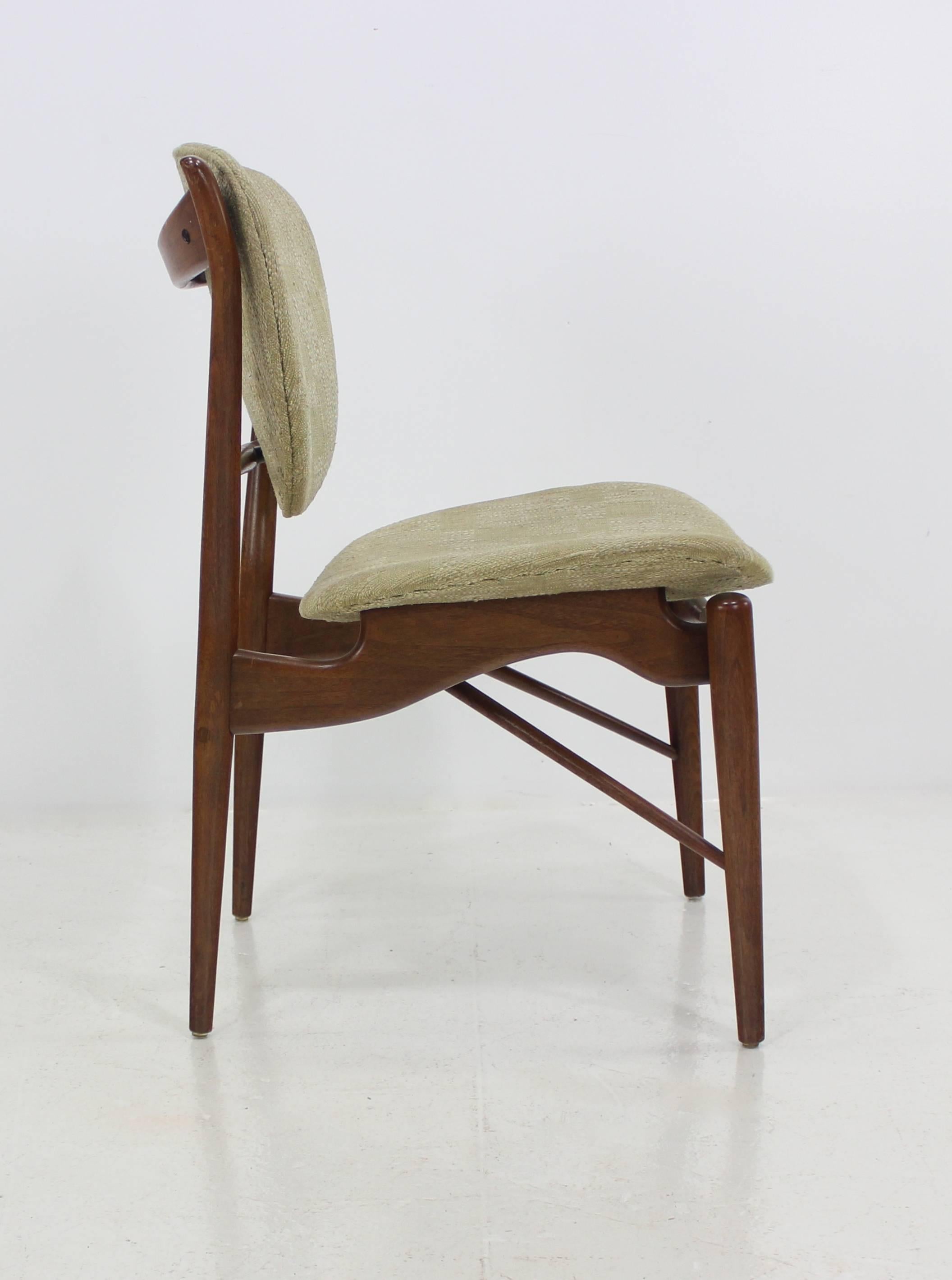 Scandinavian Modern Set of Five Danish Modern Teak Chairs Designed by Finn Juhl for Baker For Sale