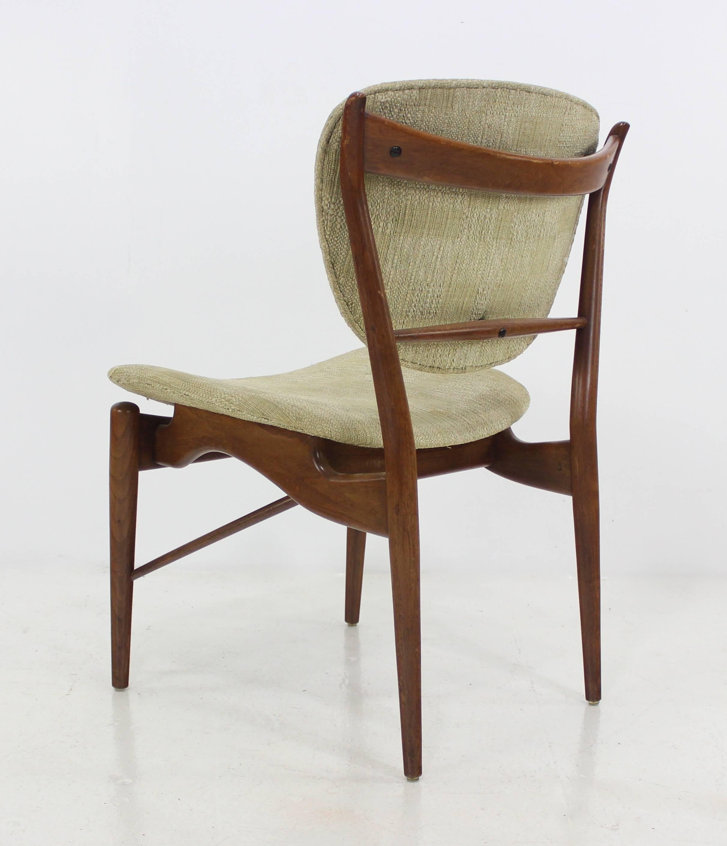 Set of Five Danish Modern Teak Chairs Designed by Finn Juhl for Baker In Excellent Condition For Sale In Portland, OR