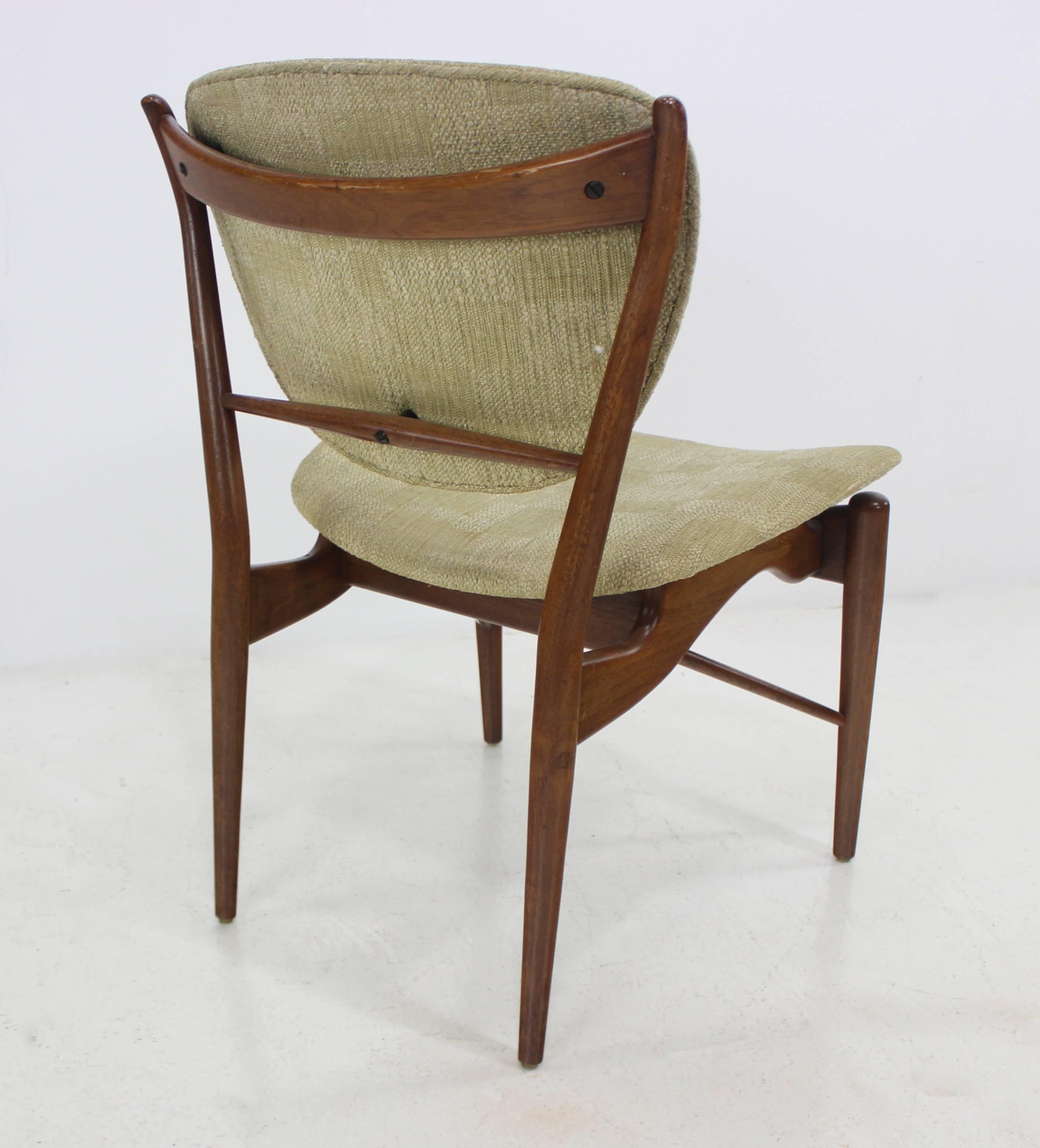 20th Century Set of Five Danish Modern Teak Chairs Designed by Finn Juhl for Baker For Sale