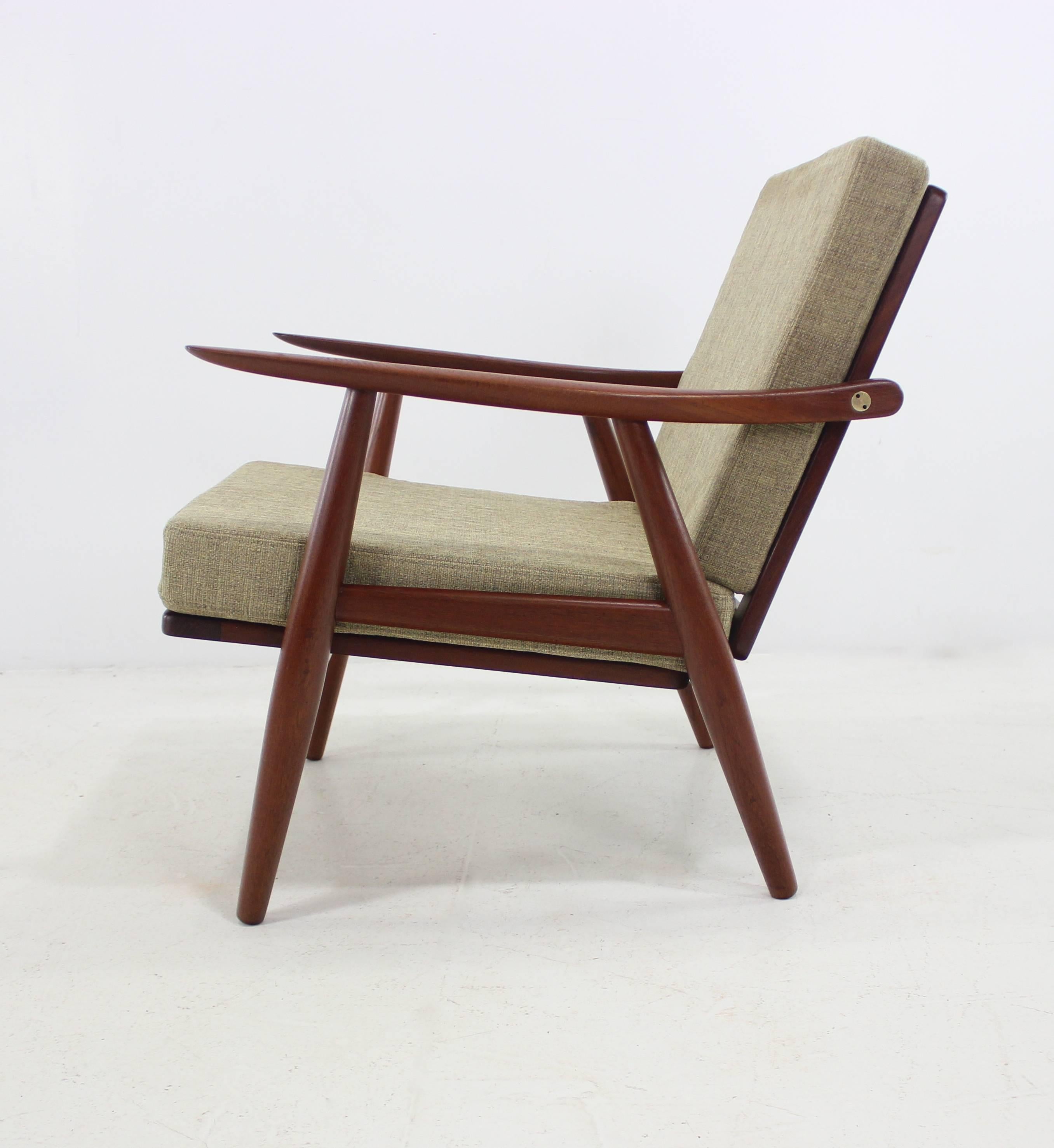 Rare Pair of Danish Modern Armchairs and Ottoman Designed by Hans Wegner In Excellent Condition For Sale In Portland, OR