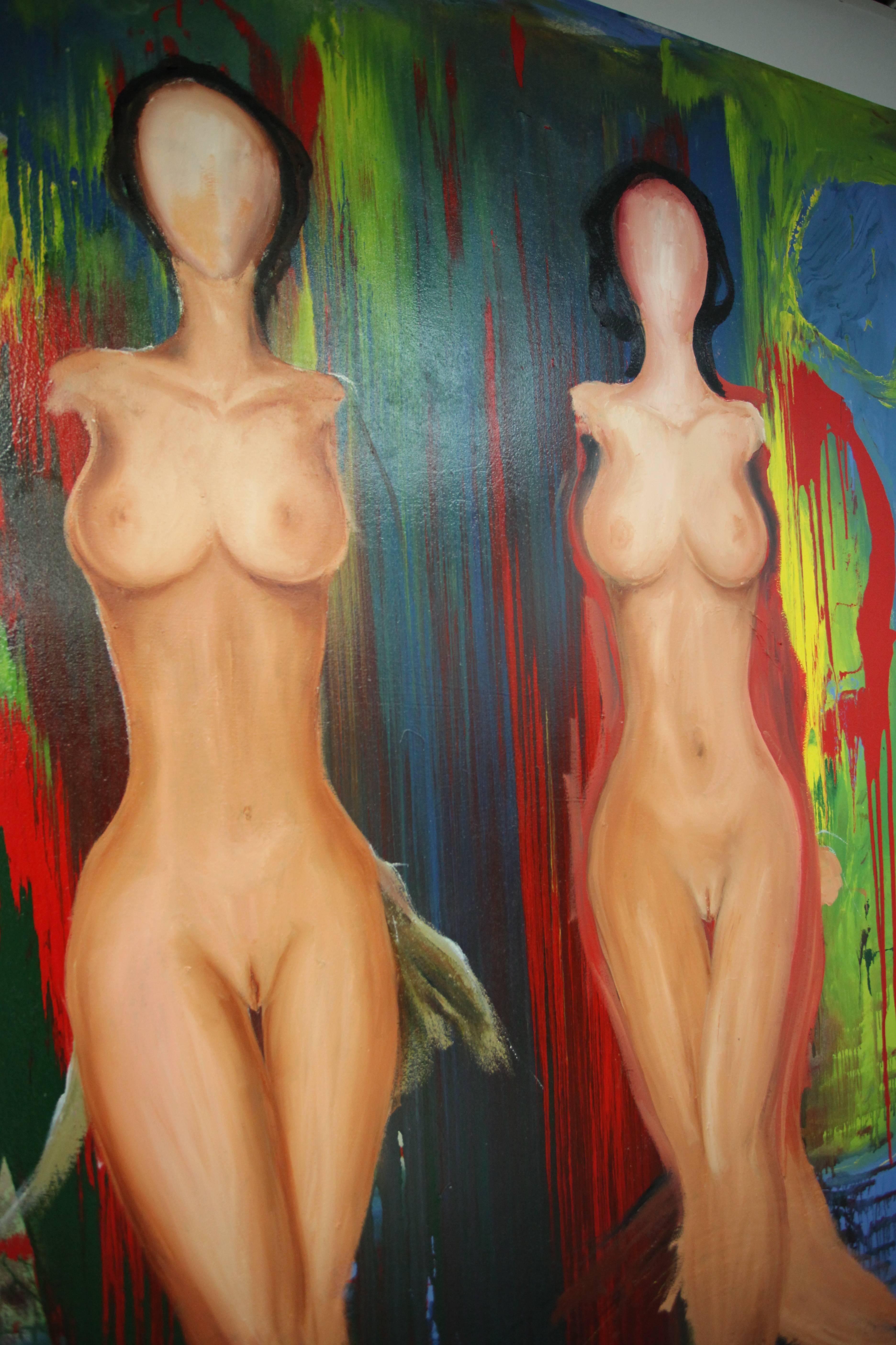 Modern Large Figural Oil Painting by Baron Siamanto Levon For Sale