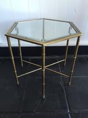 Hexagonal Faux Bamboo Brass Mastercraft Side Table