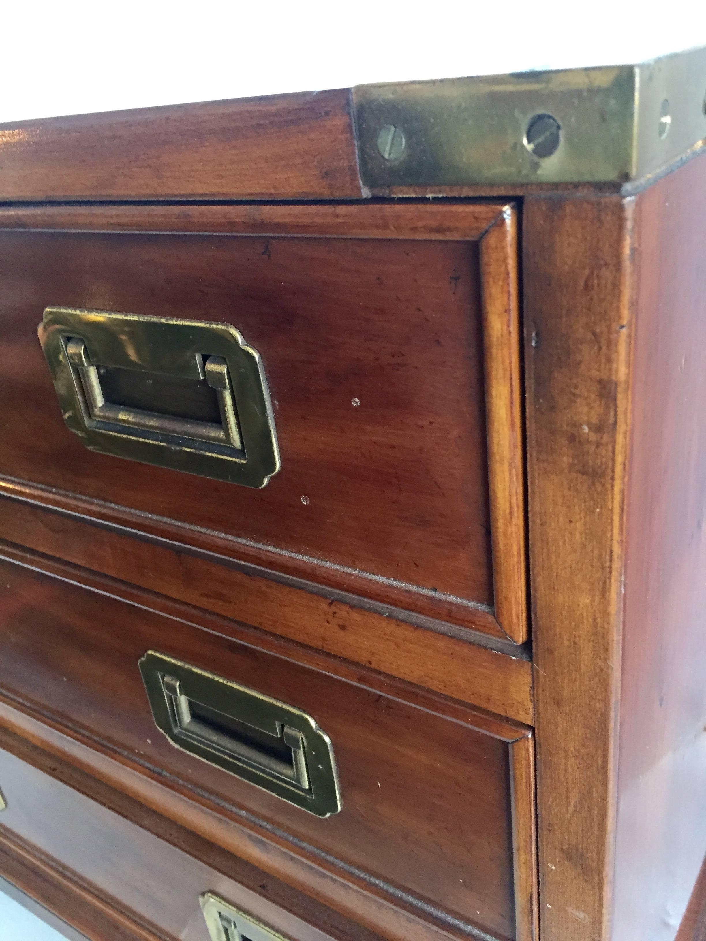 Miniature Drexel Heritage Campaign Chest of Drawers In Good Condition In West Palm Beach, FL