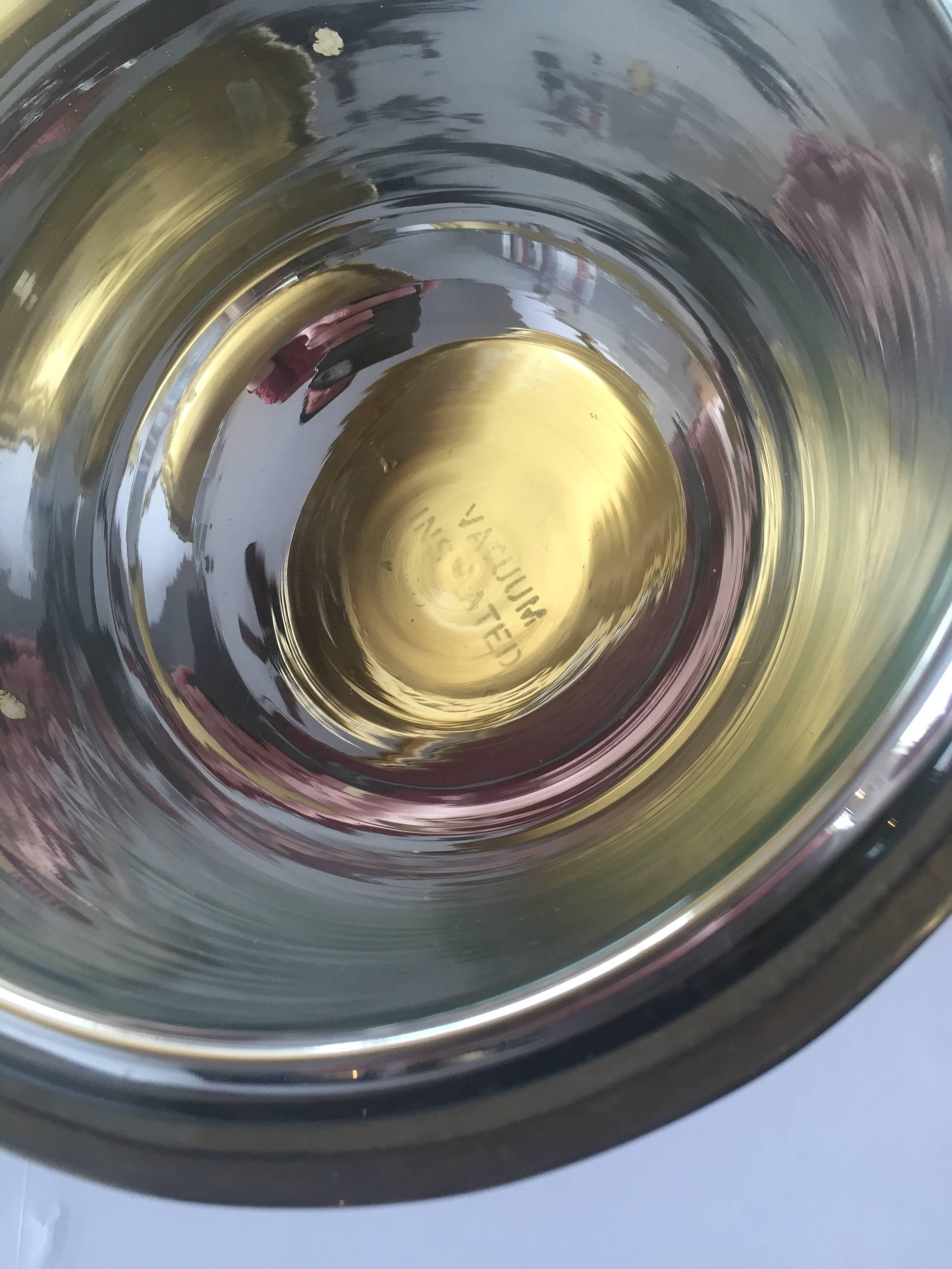20th Century Brass Ice Bucket with Mercury Glass LIner