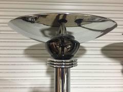 Pair of Modernist Steel Torchieres in the Manner of Karl Springer