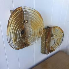 Amber and Clear Murano Glass and Metal Wall Style of Mazzegga Sconces