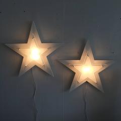 White Lacquer and Lucite Star Wall Sconces