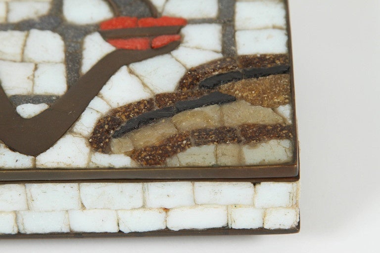 Mid-Century Modern Mid-Century Brass Mosaic Box