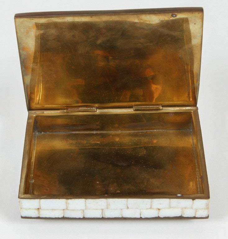 North American Mid-Century Brass Mosaic Box