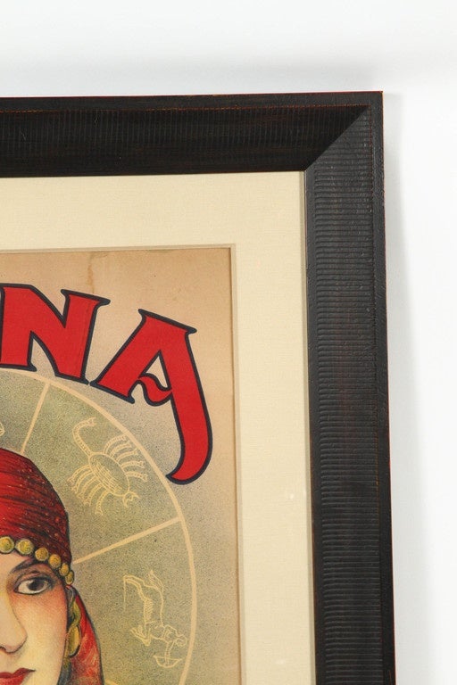 Antique poster of gypsy fortune teller title Maina Juan from the 1930s.
Newly framed with linen mat.
Artist Harford.