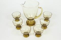 Mid-Century Amber Glass Cocktail Set