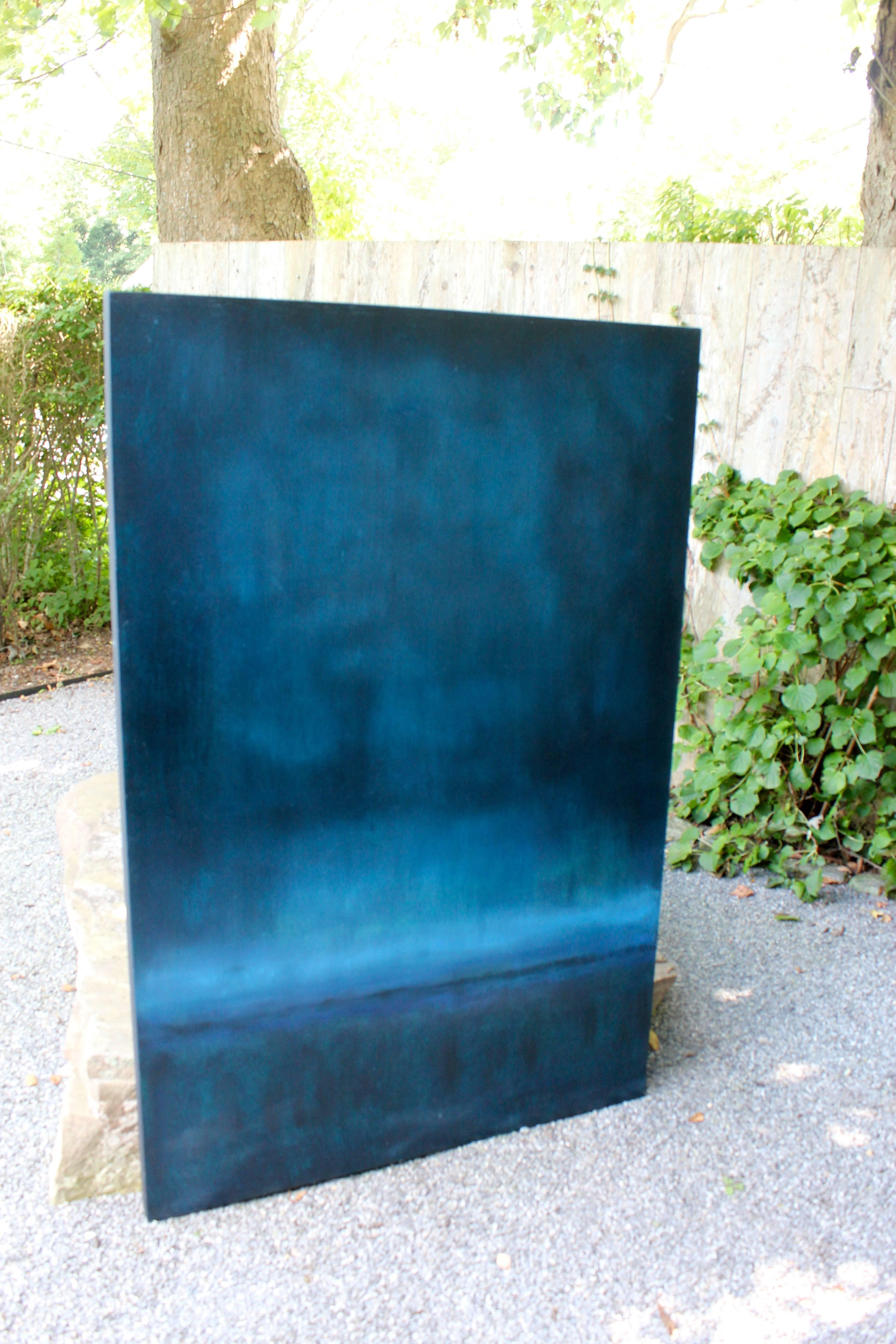 Wood Blue Night I Oil on Birchwood Panel