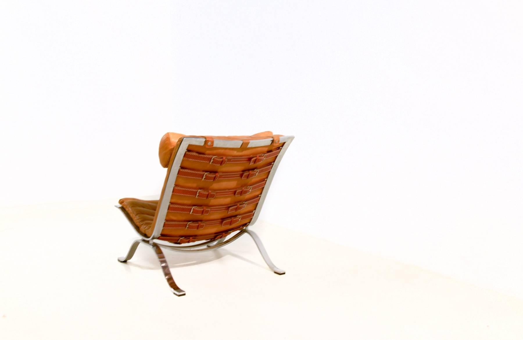 European Brown Leather Ari Chair, by Arne Norell