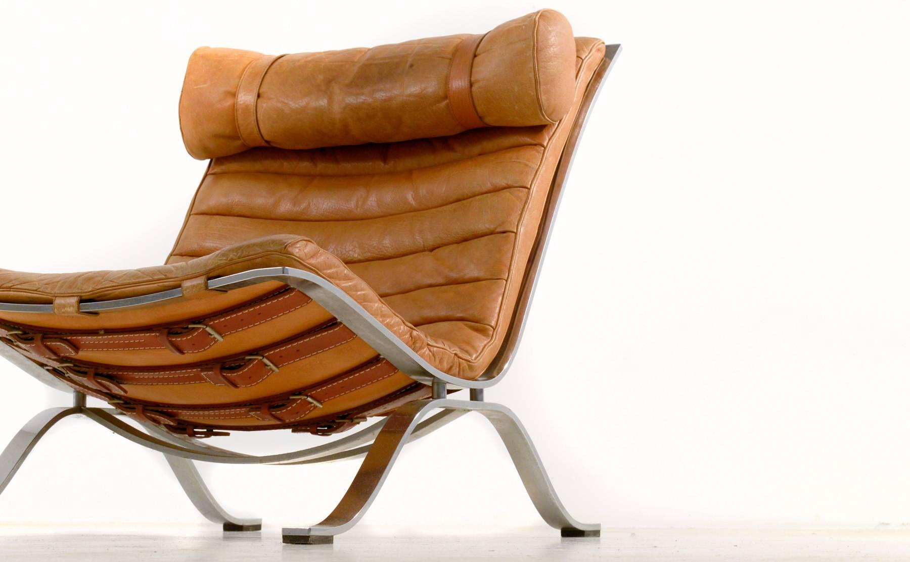 Brown Leather Ari Chair, by Arne Norell 1