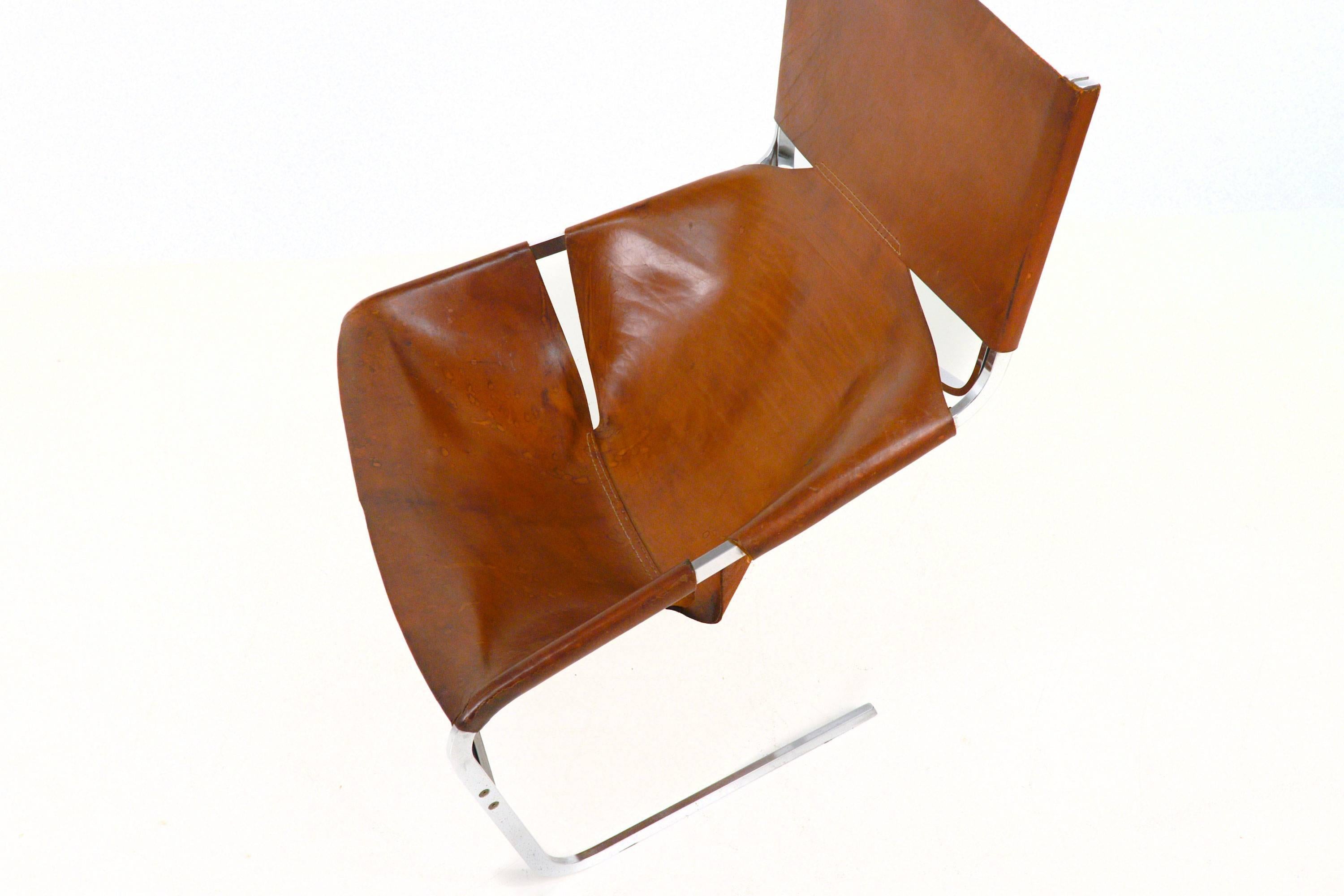 Mid-Century Modern Leather Artifort F444, Pierre Paulin Lounge Chair