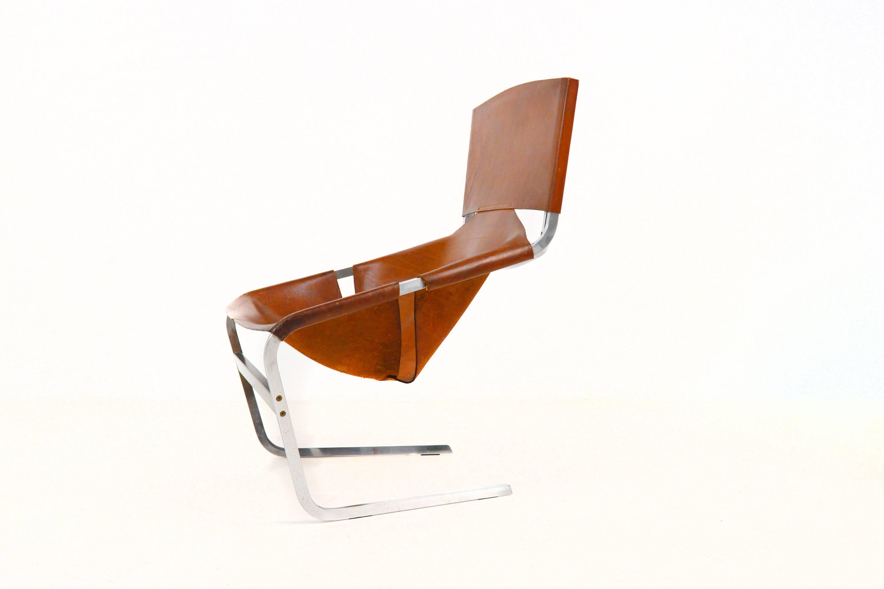 Mid-20th Century Leather Artifort F444, Pierre Paulin Lounge Chair