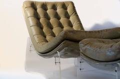 Very Rare Italian Lucite Plexiglass Leather Lounge Chair