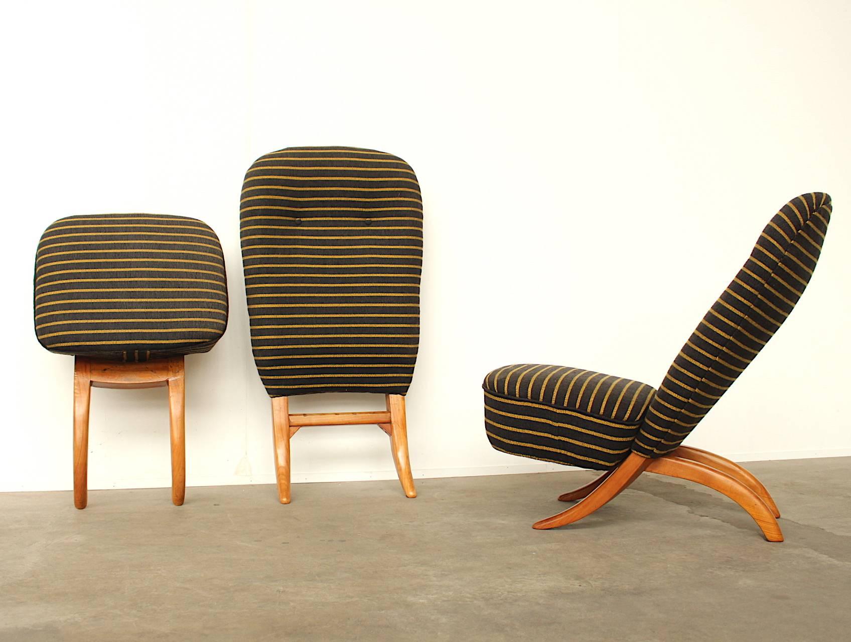 Fabric Set of Two Congo Chairs by Theo Ruth for Artifort, Dutch Design, circa 1950