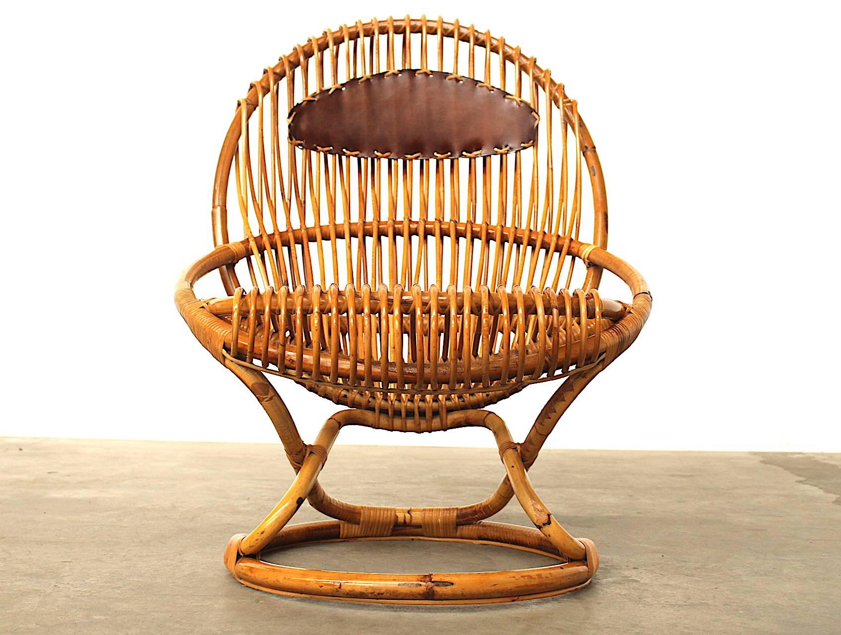 Giovanni Travasa for Bonacina Wicker Easy Chair, circa 1950 1