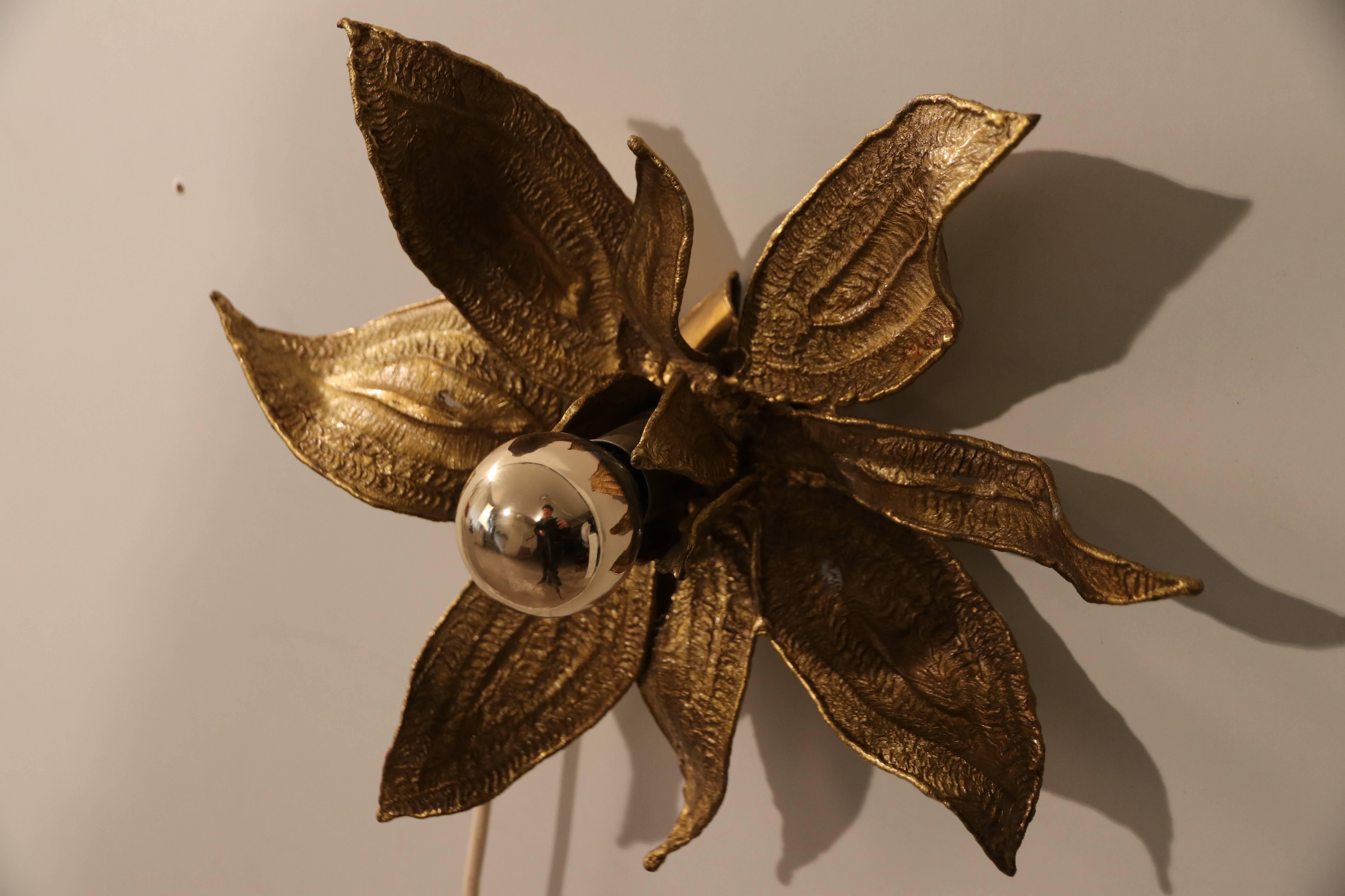 20th Century Gilt Bronze Floral Sconce by Paul Moerenhout For Sale