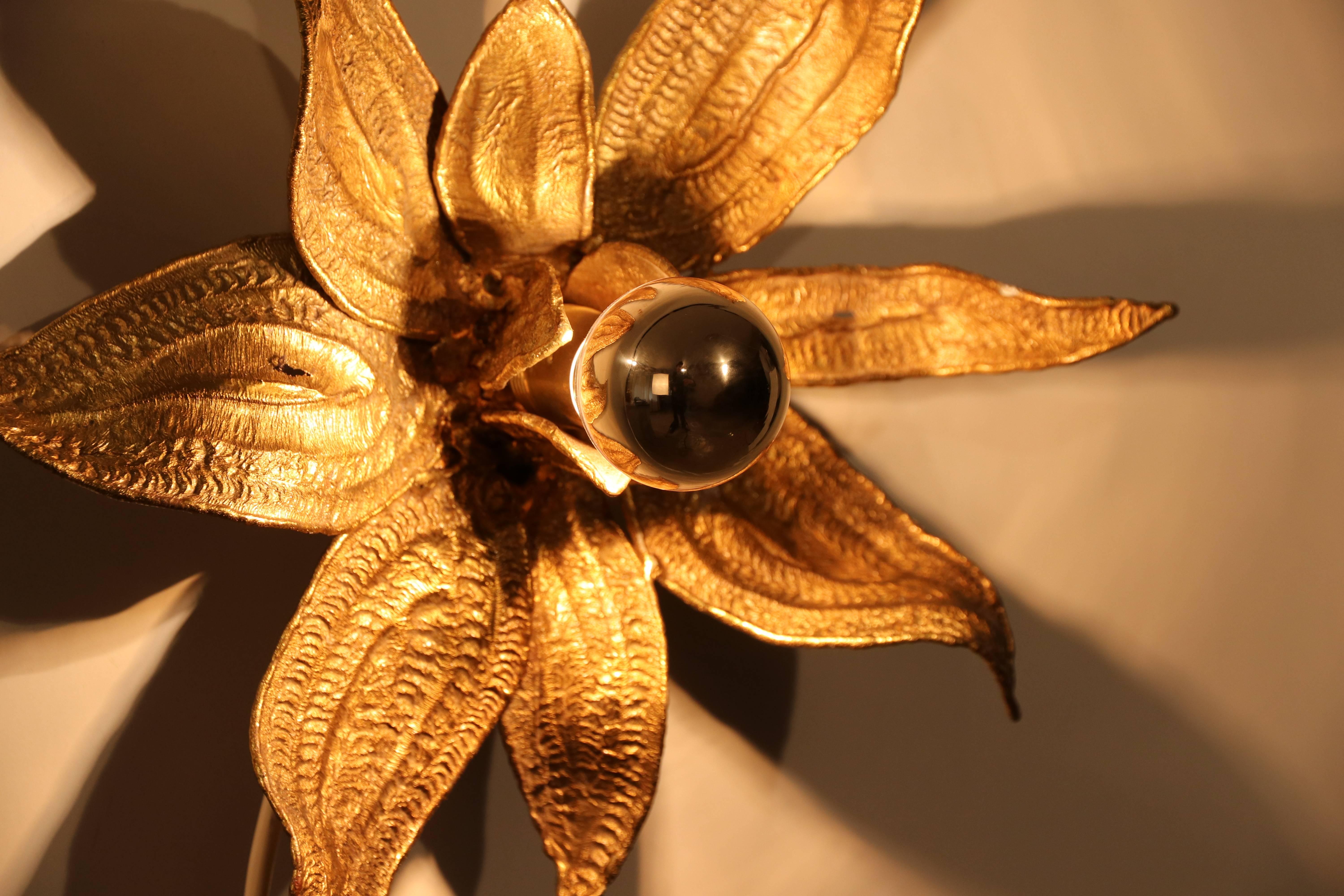 For all items from this dealer please hit the button VIEW ALL FROM SELLER below on this page

Beautiful gilt bronze sconce by Paul Moerenhout. Like all his designs this is a one-of piece, and as always a floral or fauna representation. Beautiful